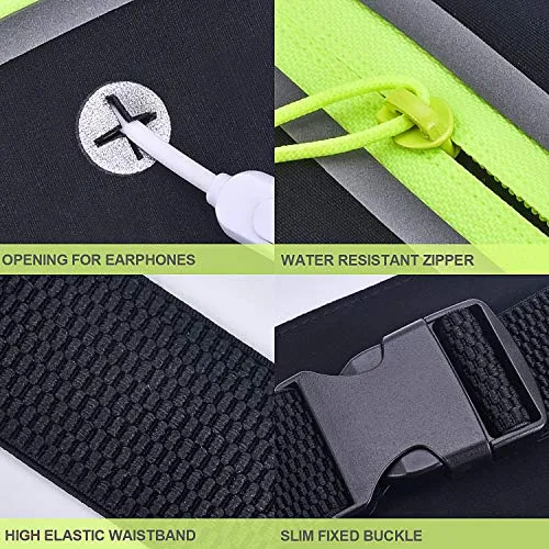 Fanny Pack Running Belt for Women - Upgrade Oversized Waterproof Ultra Slim Waist Bag for Men No-Bounce Reflective Adjustable Runners Phone Holder Pouch for Fitness, Exercise, Workouts, Travel