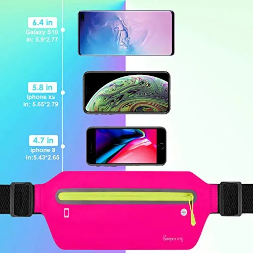 Fanny Pack Running Belt for Women - Upgrade Oversized Waterproof Ultra Slim Waist Bag for Men No-Bounce Reflective Adjustable Runners Phone Holder Pouch for Fitness, Exercise, Workouts, Travel