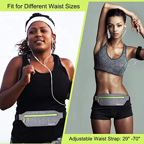 Fanny Pack Running Belt for Women - Upgrade Oversized Waterproof Ultra Slim Waist Bag for Men No-Bounce Reflective Adjustable Runners Phone Holder Pouch for Fitness, Exercise, Workouts, Travel