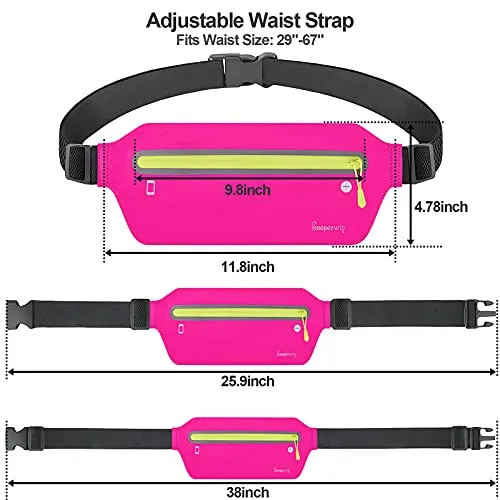 Fanny Pack Running Belt for Women - Upgrade Oversized Waterproof Ultra Slim Waist Bag for Men No-Bounce Reflective Adjustable Runners Phone Holder Pouch for Fitness, Exercise, Workouts, Travel
