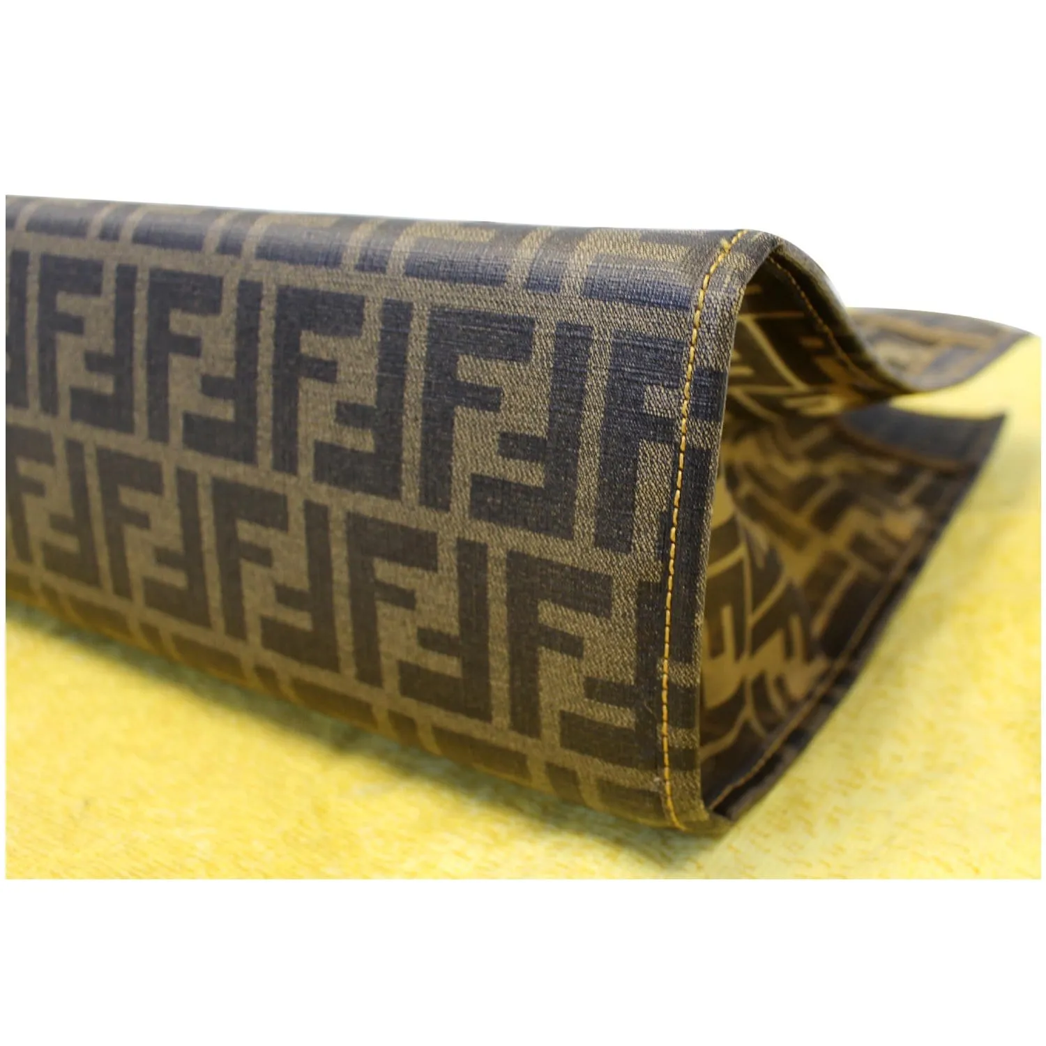 FENDI Tobacco Zucca Print Mesh Fabric Tote Bag Brown