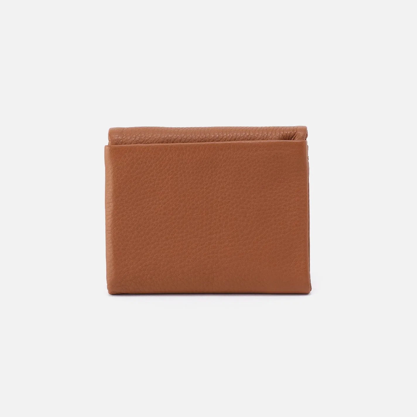Fern Medium Trifold Wallet In Pebbled Leather - Warm Honey