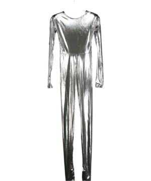 FIORUCCI Metallic Silver footed Jumpsuit UK S