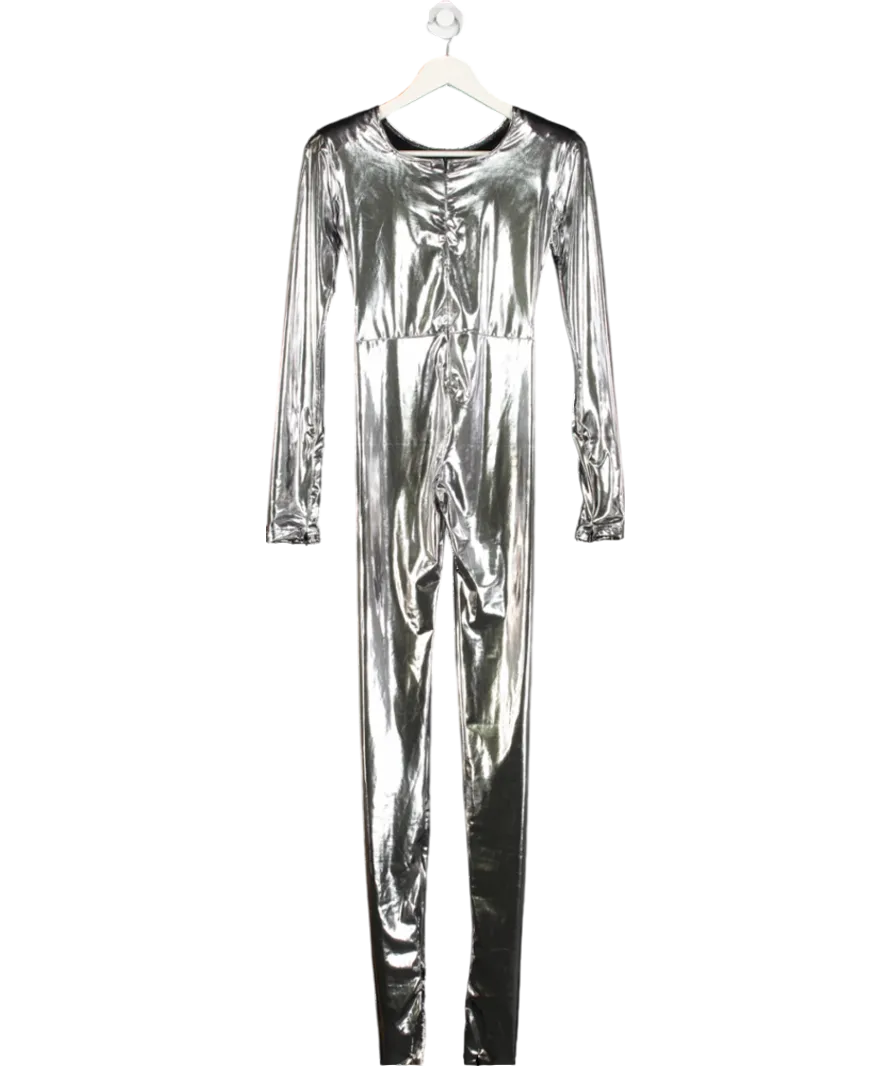 FIORUCCI Metallic Silver footed Jumpsuit UK S