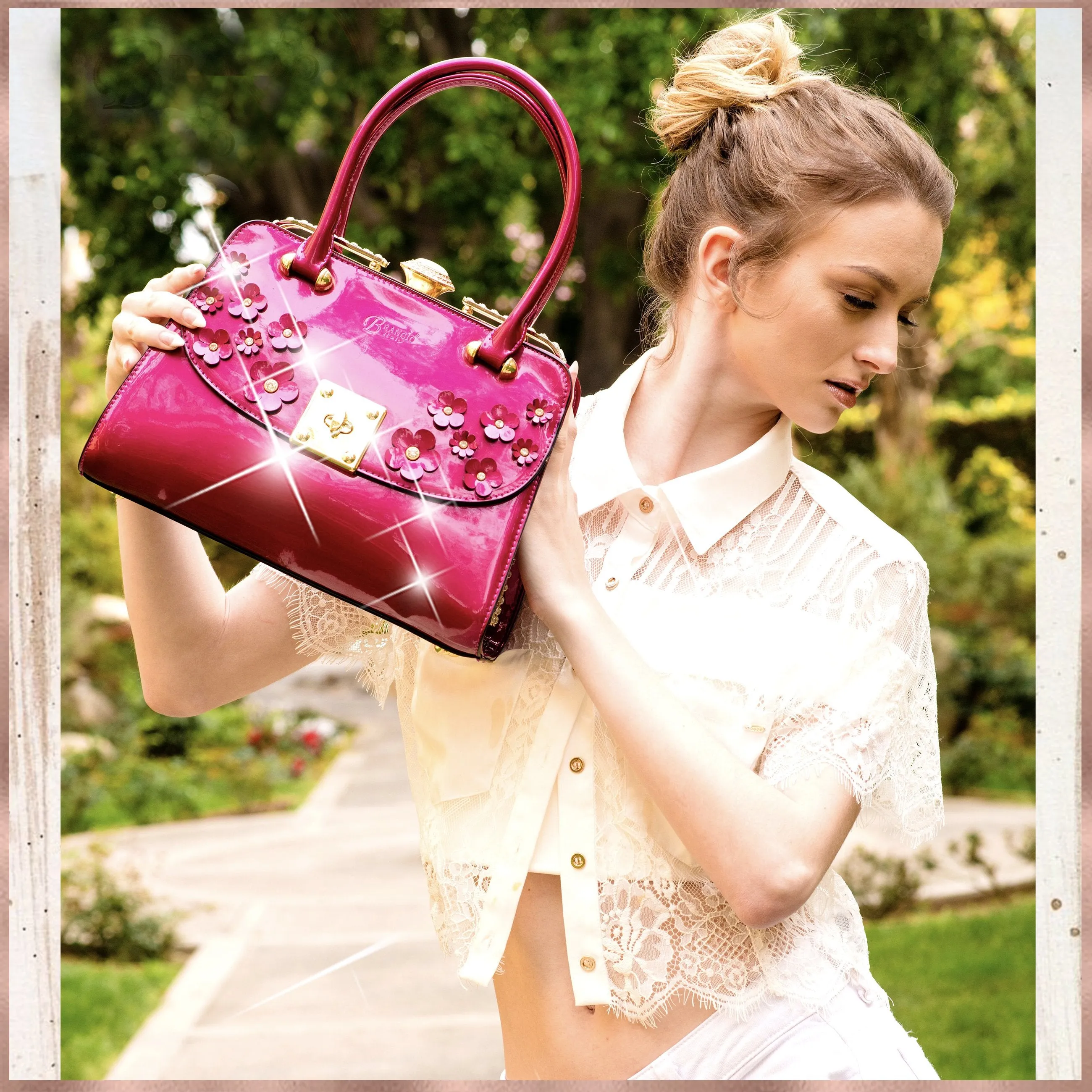 Floral Sparx Designer Crystal Handbag [KX8808]