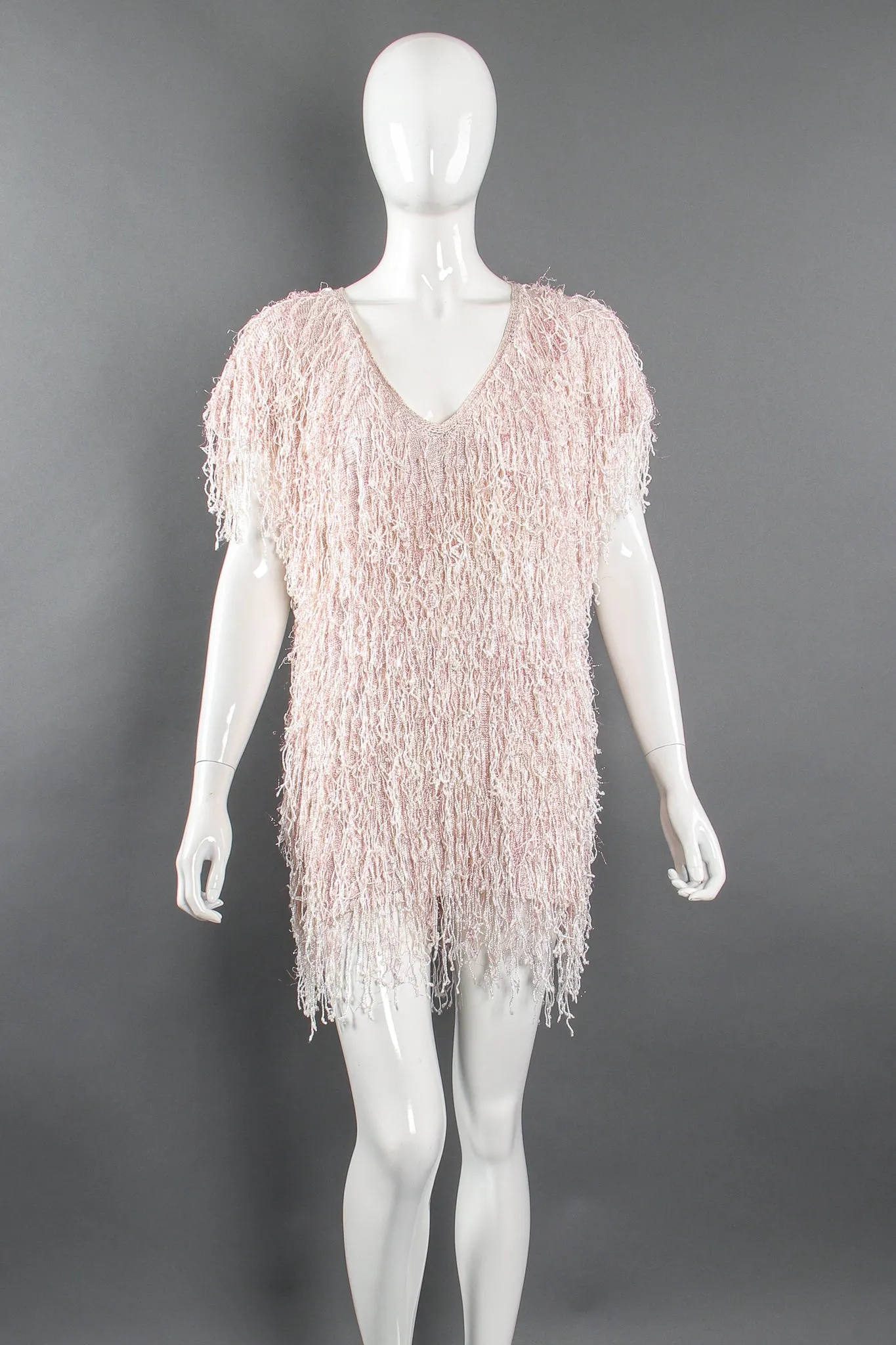 Fringe Knit Tinsel Tunic Dress