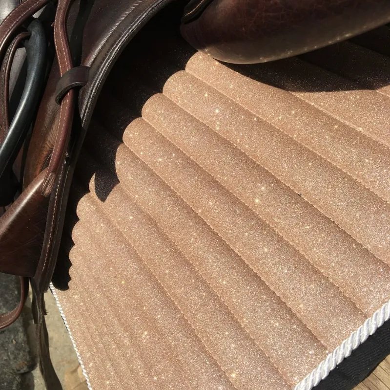 Glitter Mesh  Dressage Saddle Pad Champagne Gold