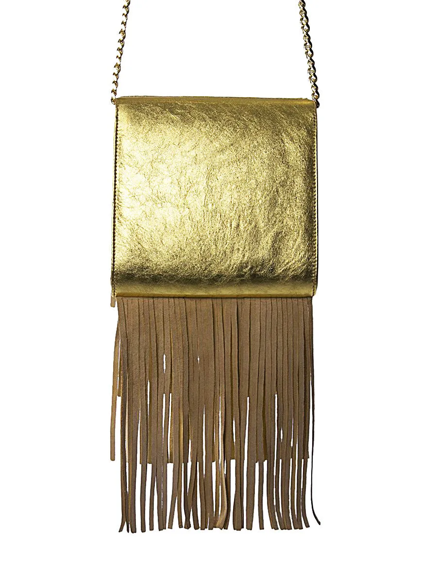 Gold Fringe Leather Bag