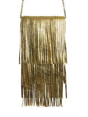 Gold Fringe Leather Bag