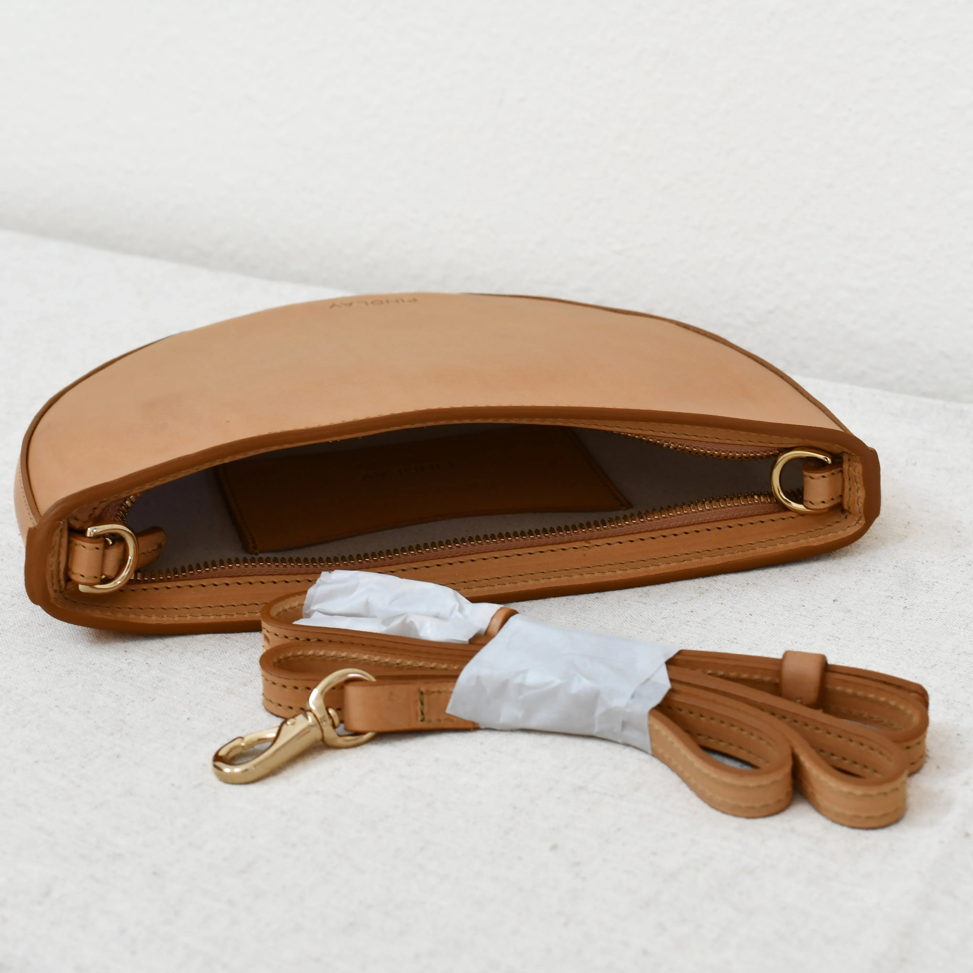 Half Moon Crossbody, Natural - "Milos"