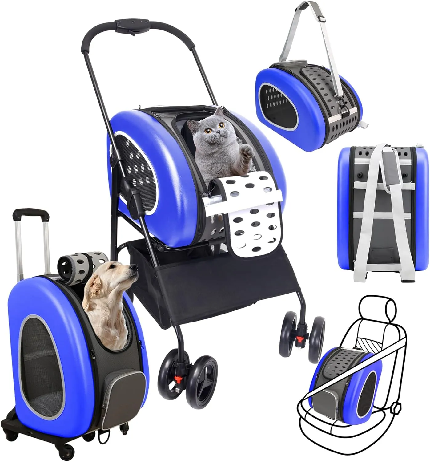 Ibiyaya 5-in-1 Combo EVA Pet Carrier/Stroller | Luxury Package