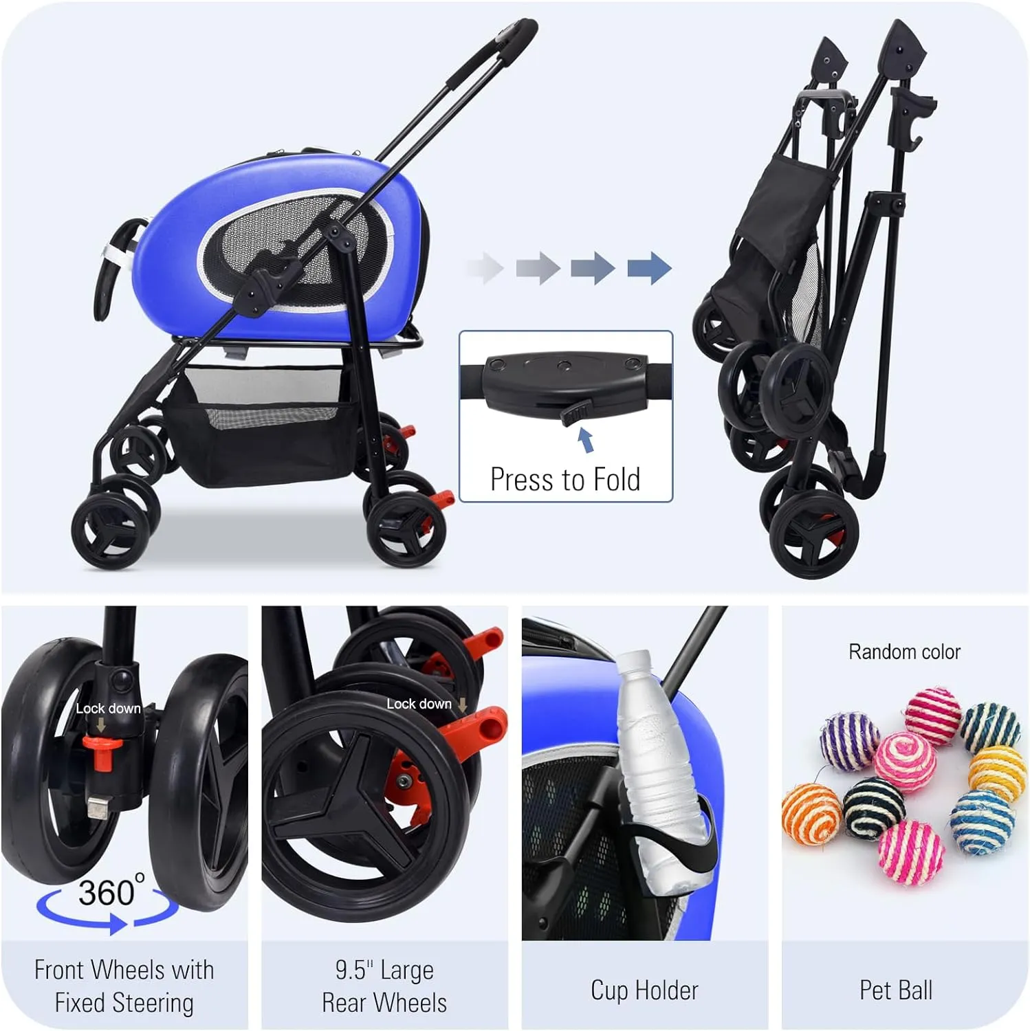 Ibiyaya 5-in-1 Combo EVA Pet Carrier/Stroller | Luxury Package