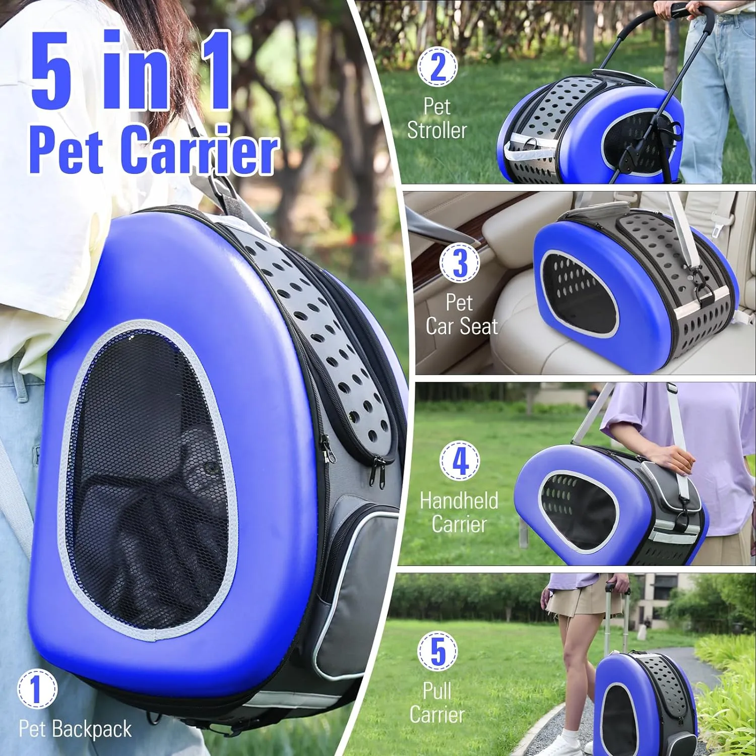 Ibiyaya 5-in-1 Combo EVA Pet Carrier/Stroller | Luxury Package