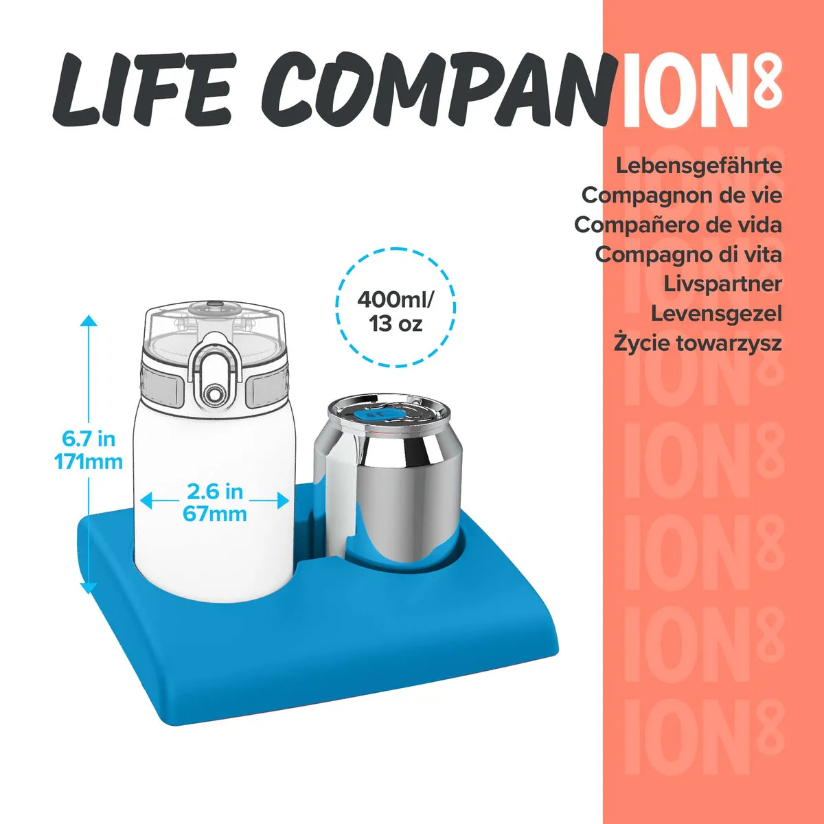 ION8 Pod 400ml BPA Free Water Bottle - Sonic Blue