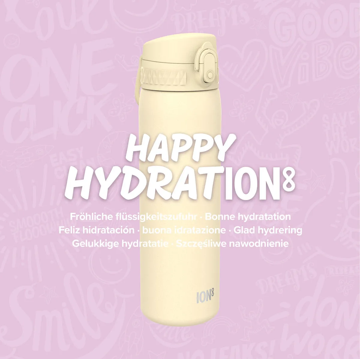 ION8 Slim 600ml Stainless Steel, Water Bottle - Peach