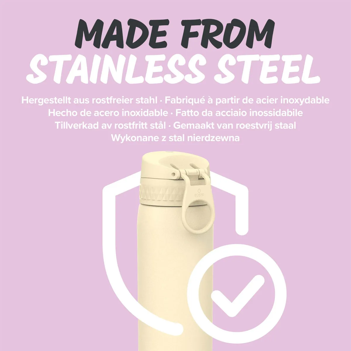 ION8 Slim 600ml Stainless Steel, Water Bottle - Peach
