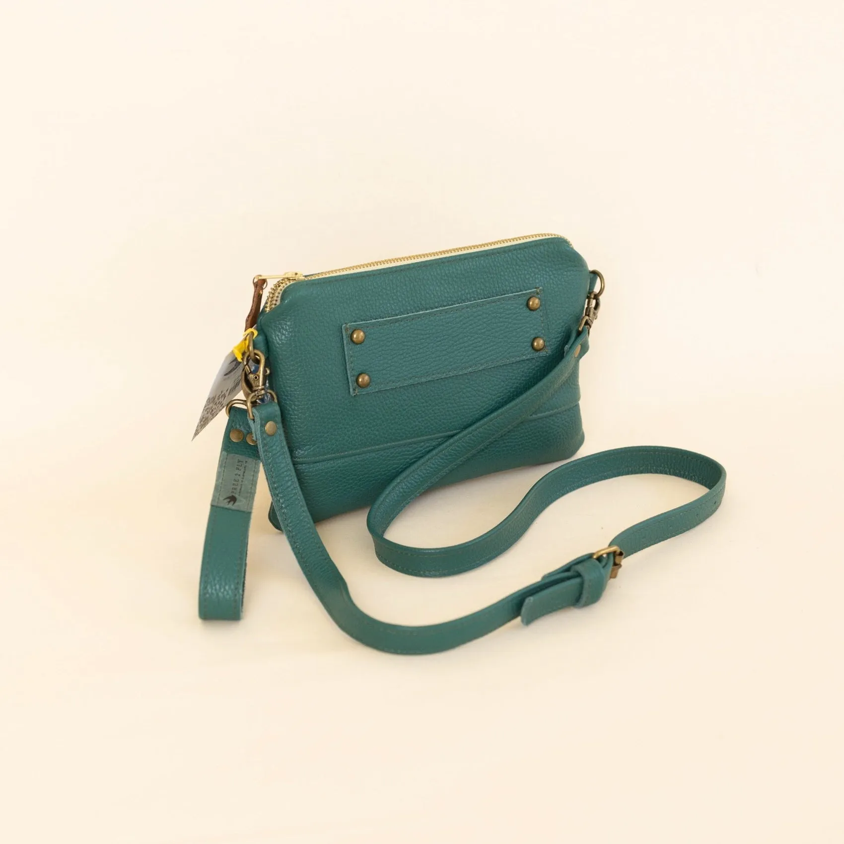 Ivey Wallet Crossbody Teal Italian Pebble