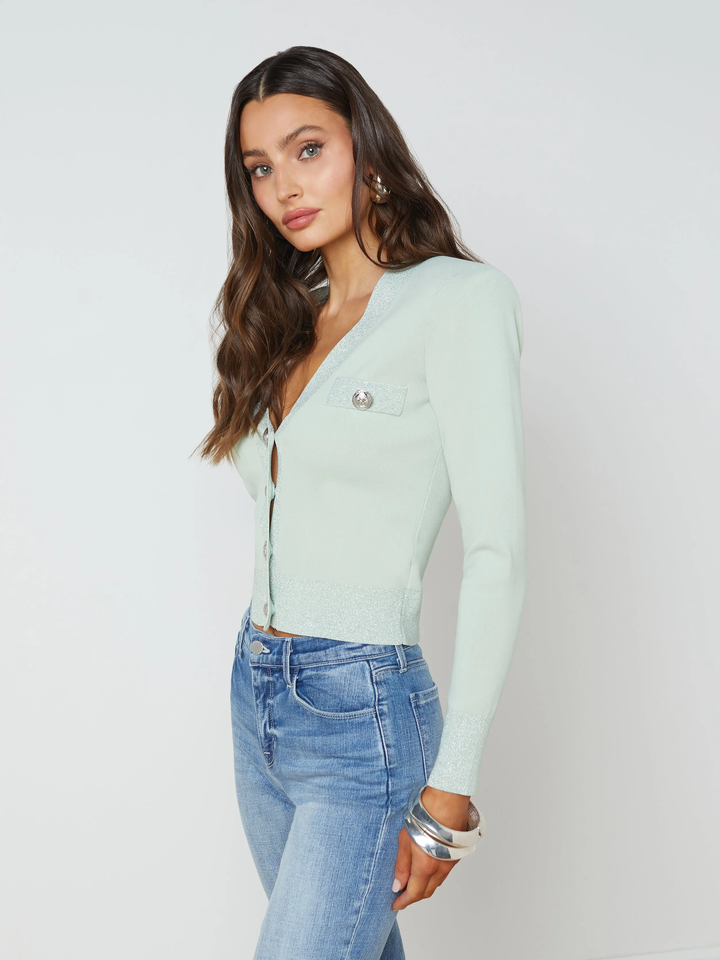 Lagence Taya Cropped V-Neck Cardi