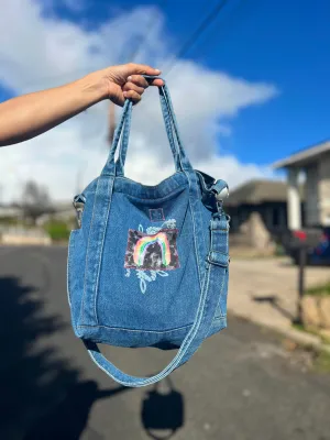 Large Light Denim Rainbow Crossbody Tote/Purse