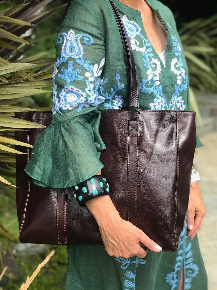 Leather  Calistoga Wine Tote
