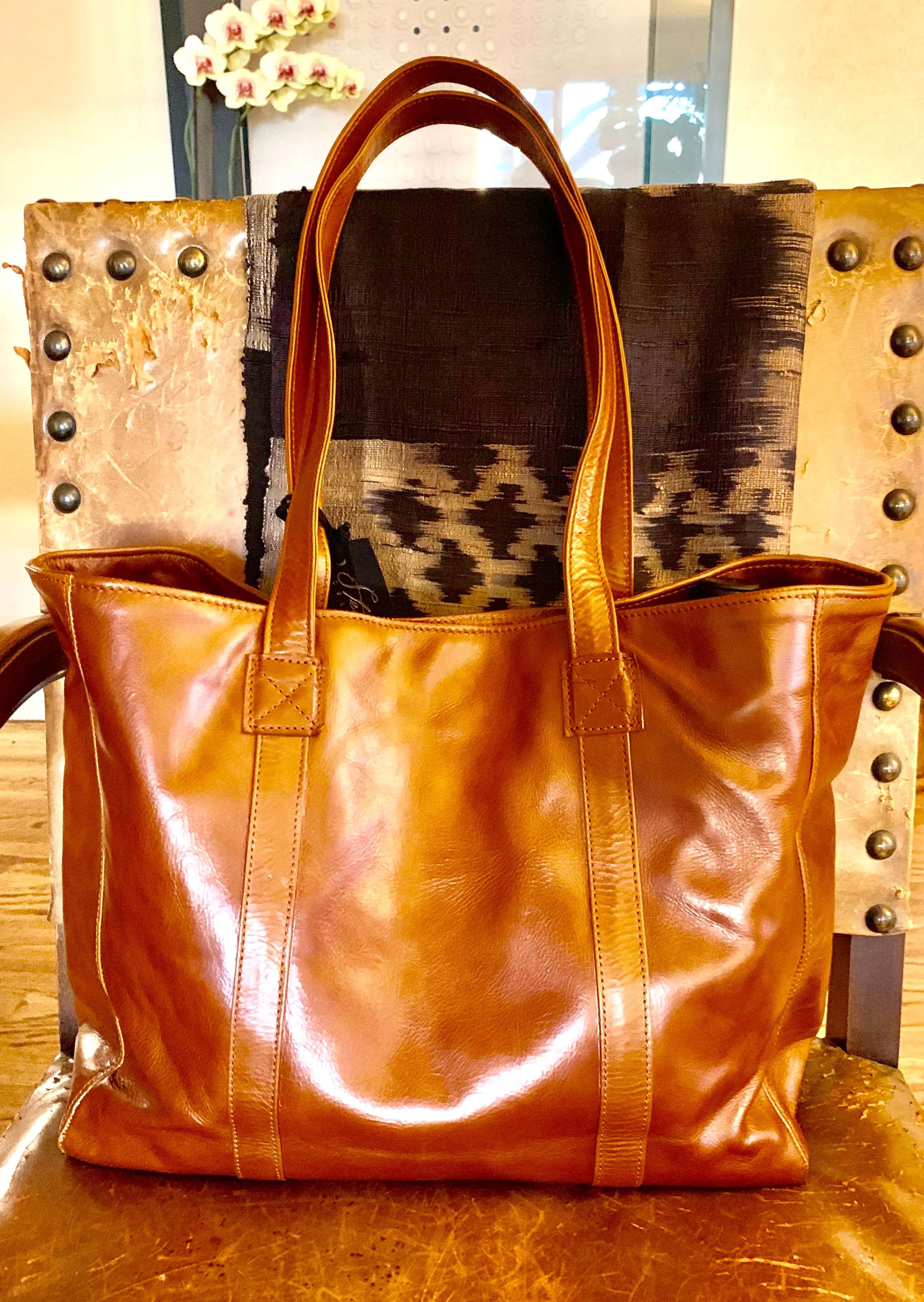 Leather  Calistoga Wine Tote