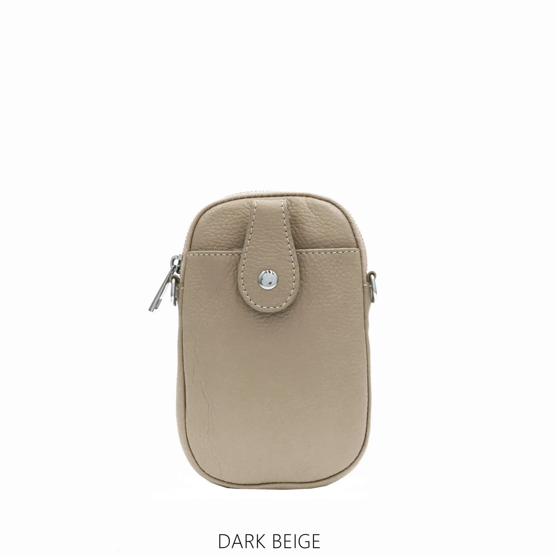 Leather Front Pocket Phone Pouch Crossbody bag in Beige