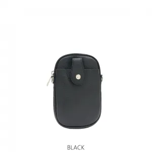 Leather Front Pocket Phone Pouch Crossbody bag in Black