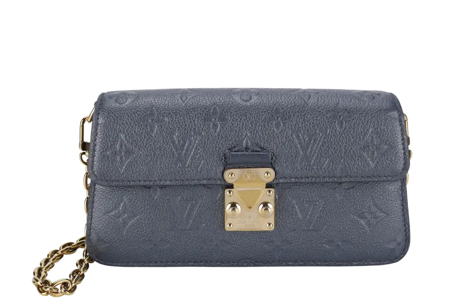 LOUIS VUITTON WOC METIS METALLIC GRAY MONOGRAM EMPREINTE LEATHER GOLD HARDWARE (2023) WITH CHAIN STRAPS, DUST COVER AND BOX