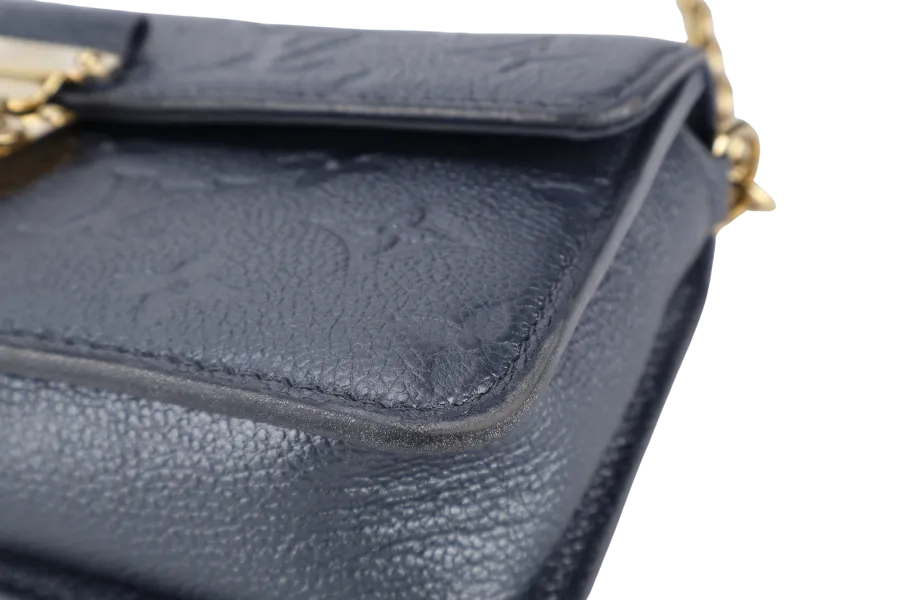 LOUIS VUITTON WOC METIS METALLIC GRAY MONOGRAM EMPREINTE LEATHER GOLD HARDWARE (2023) WITH CHAIN STRAPS, DUST COVER AND BOX