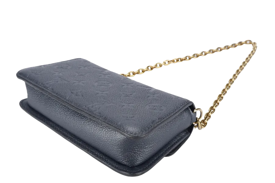 LOUIS VUITTON WOC METIS METALLIC GRAY MONOGRAM EMPREINTE LEATHER GOLD HARDWARE (2023) WITH CHAIN STRAPS, DUST COVER AND BOX