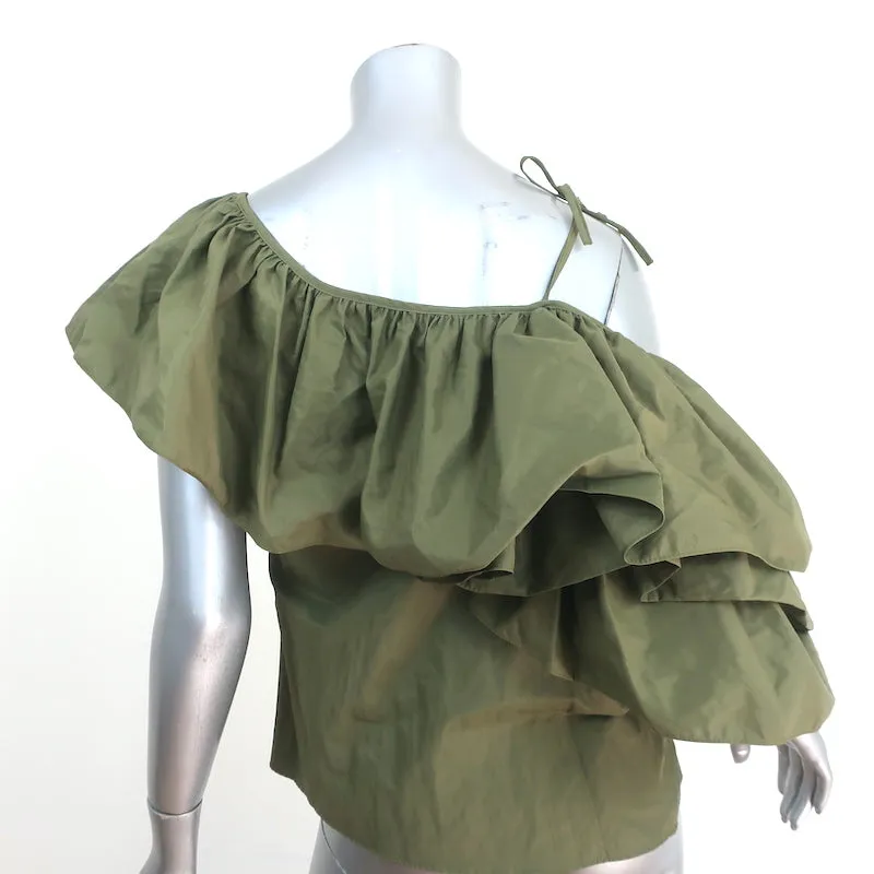 Marques'Almeida Ruffled One Shoulder Top & Skirt Set Olive Size Medium/12 NEW