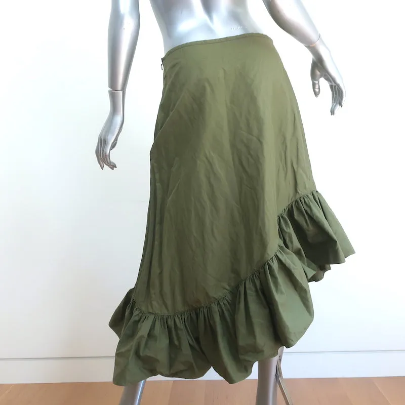 Marques'Almeida Ruffled One Shoulder Top & Skirt Set Olive Size Medium/12 NEW