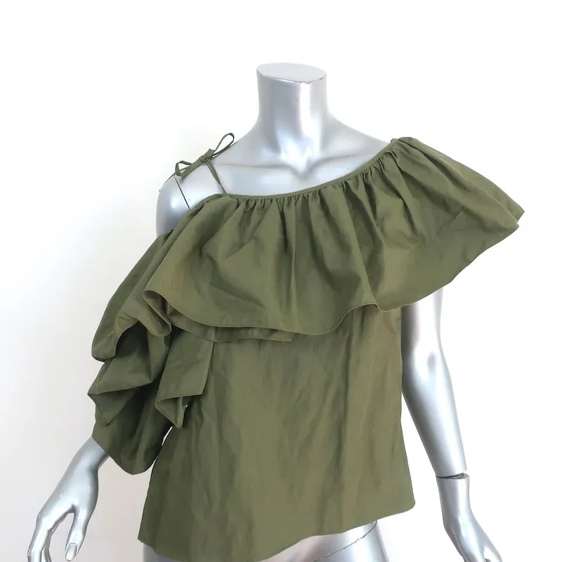 Marques'Almeida Ruffled One Shoulder Top & Skirt Set Olive Size Medium/12 NEW