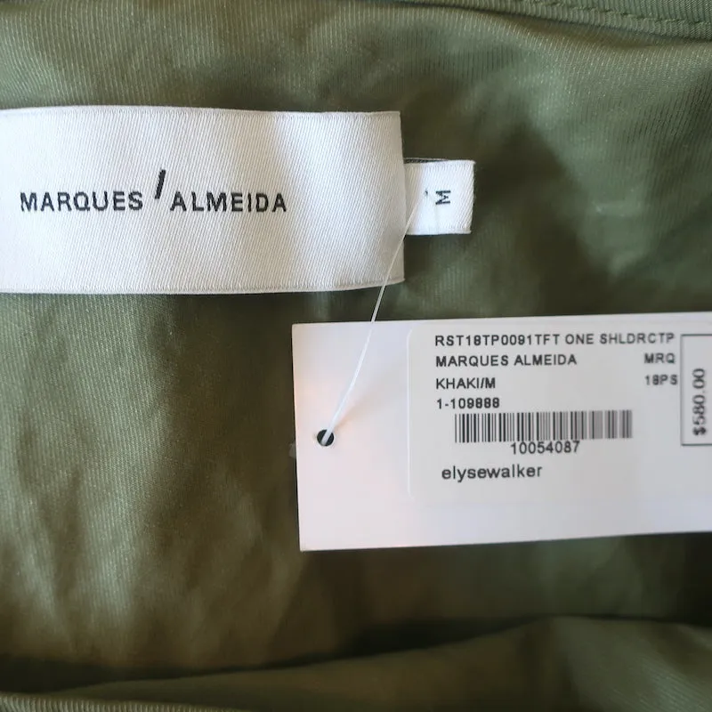 Marques'Almeida Ruffled One Shoulder Top & Skirt Set Olive Size Medium/12 NEW