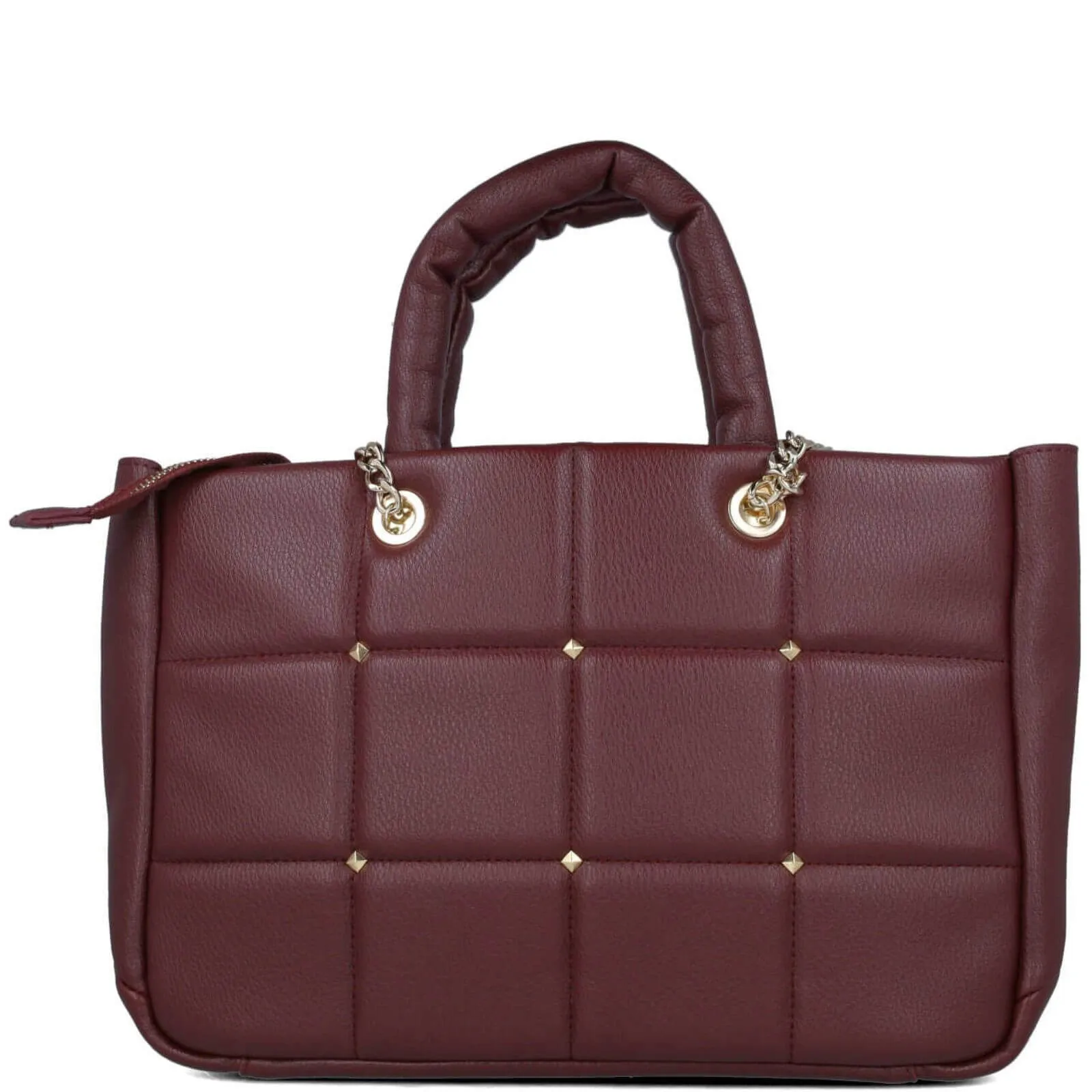 Menbur Burgundy Quilted Shoulder Bag With Gold Chain Strap
