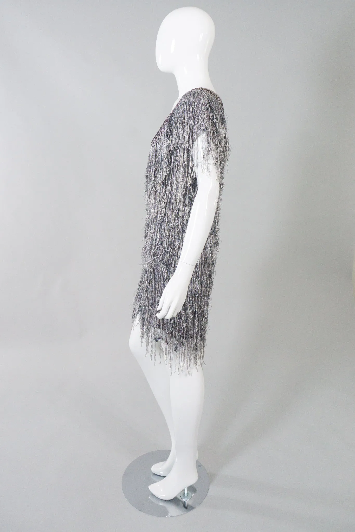 Metallic Knit Fringe Dress