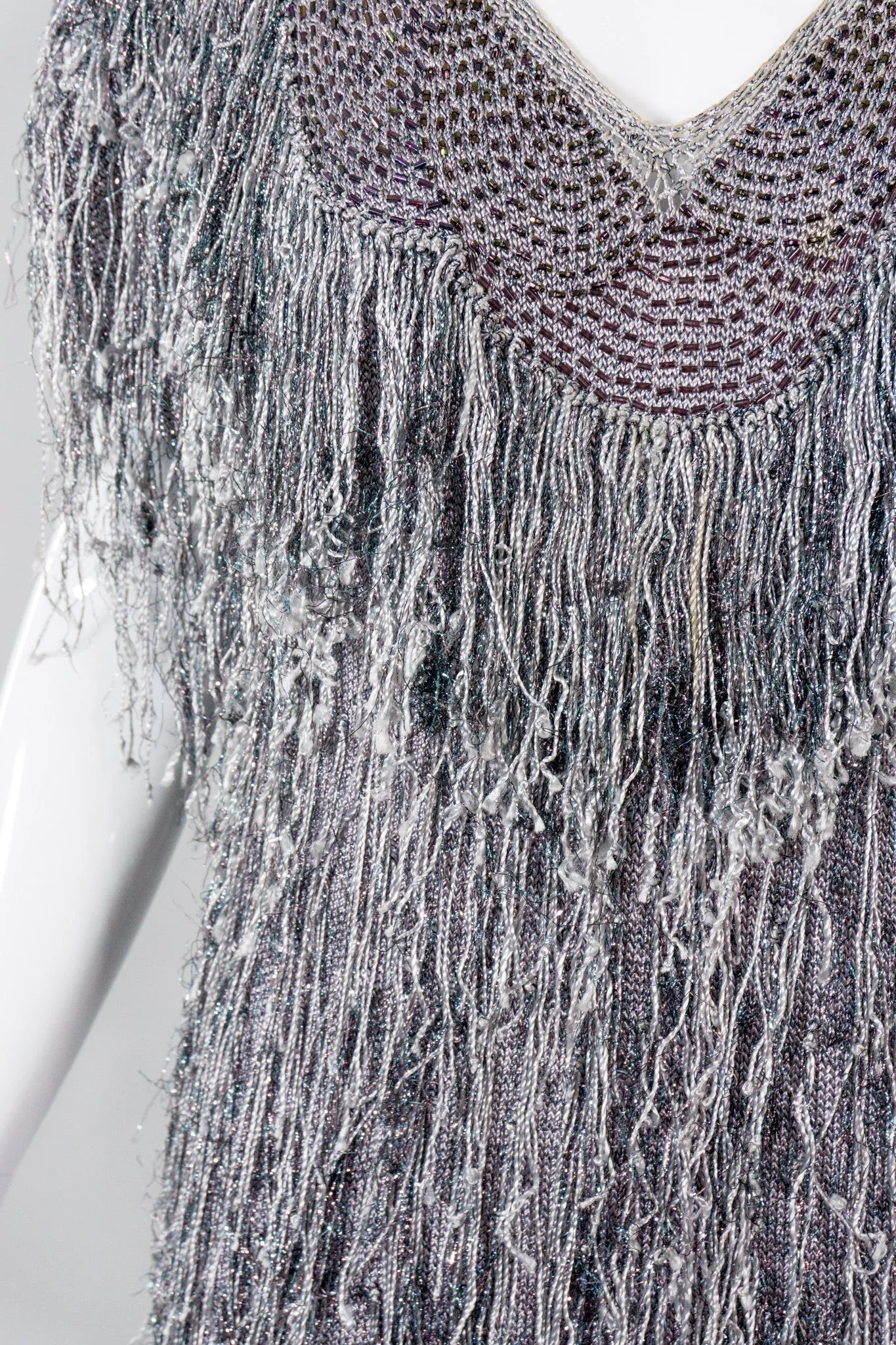 Metallic Knit Fringe Dress