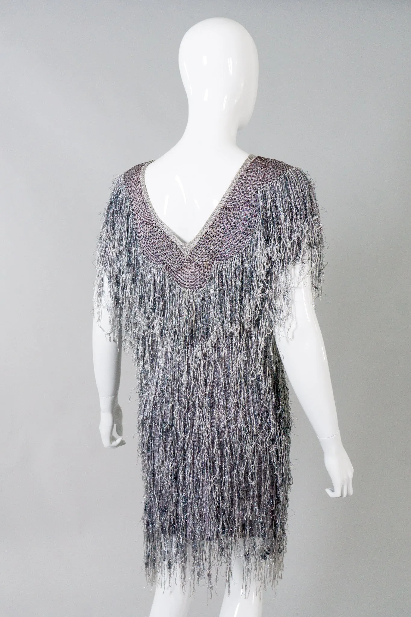 Metallic Knit Fringe Dress