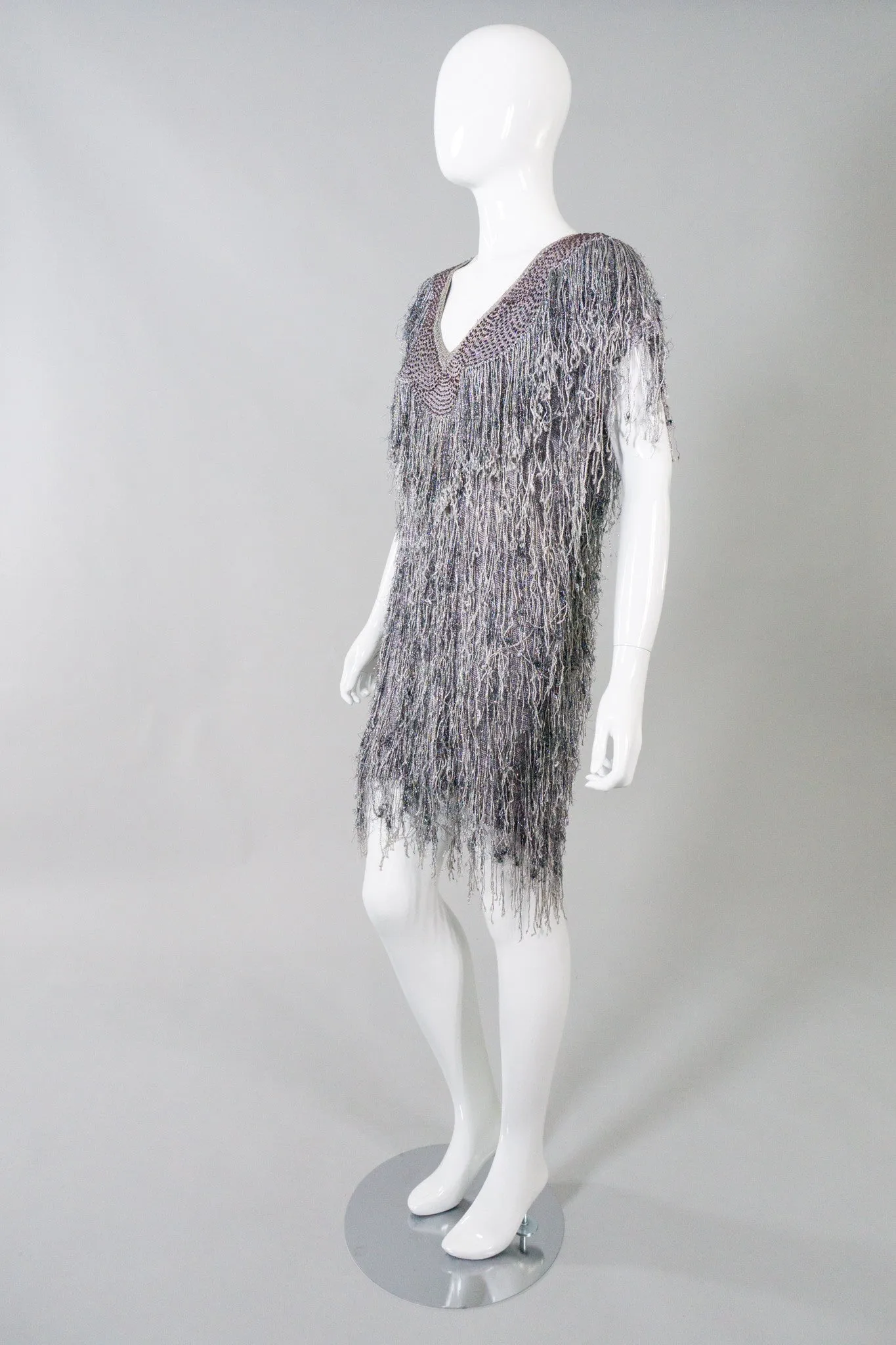 Metallic Knit Fringe Dress