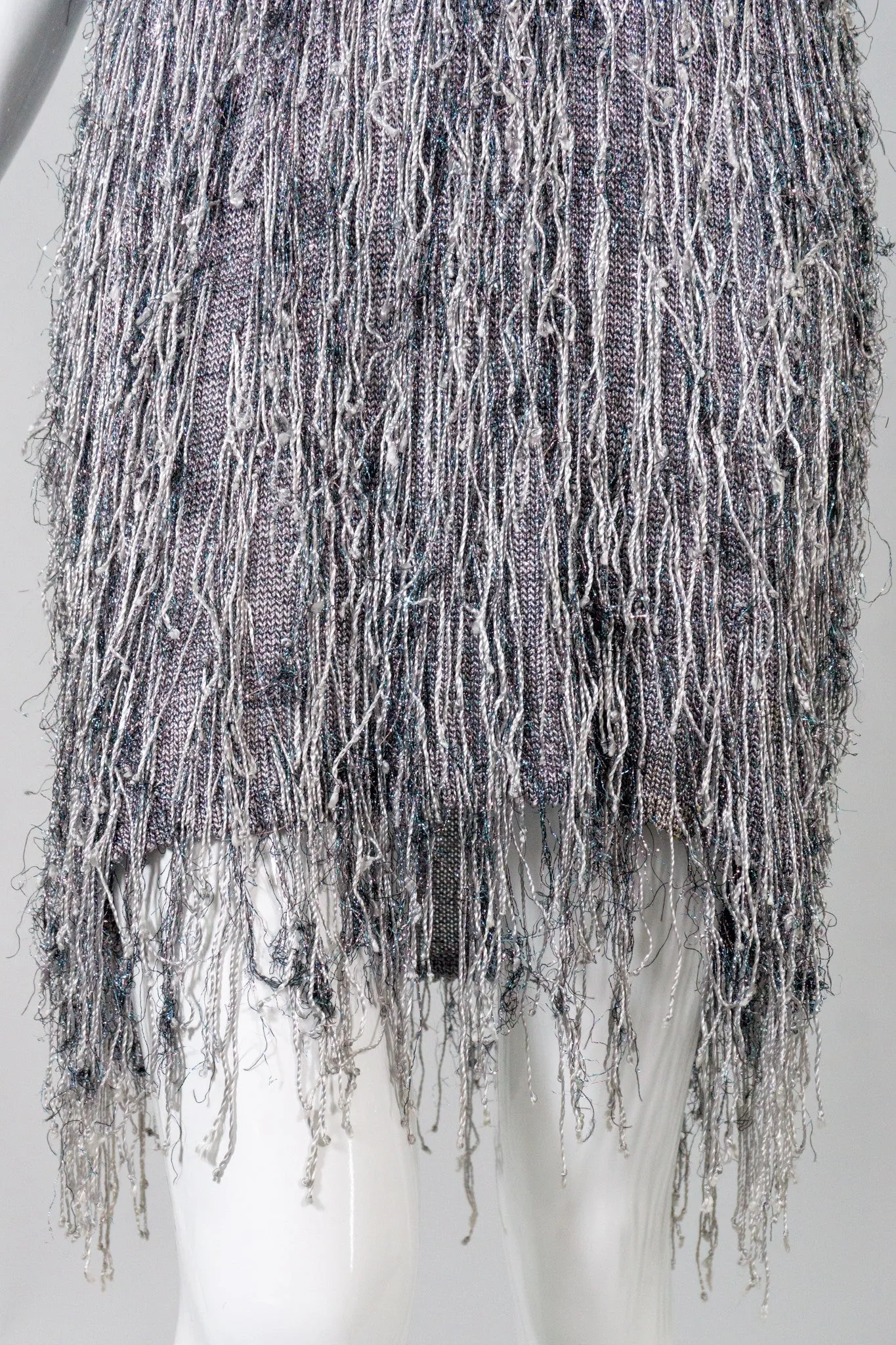 Metallic Knit Fringe Dress