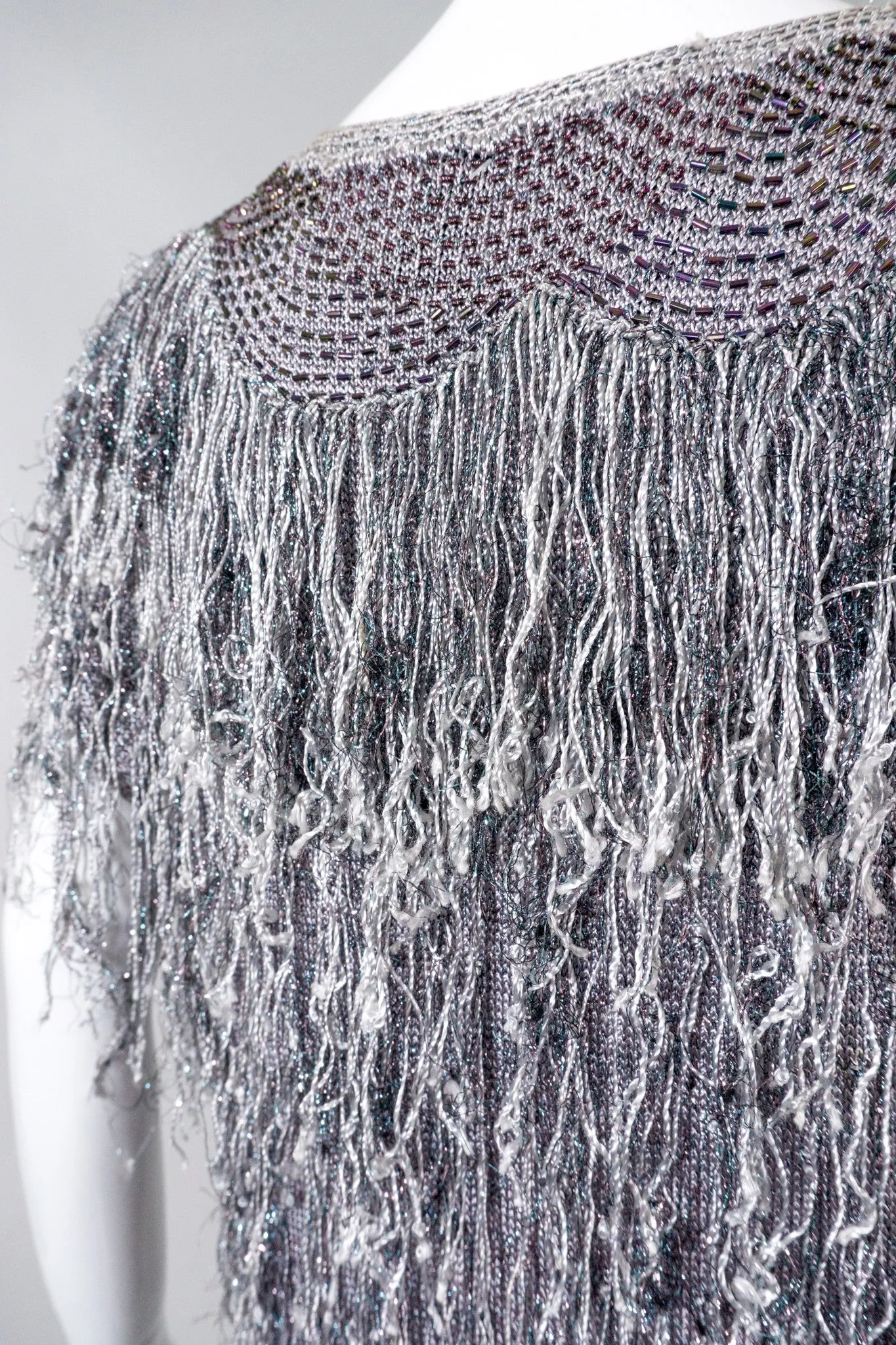 Metallic Knit Fringe Dress