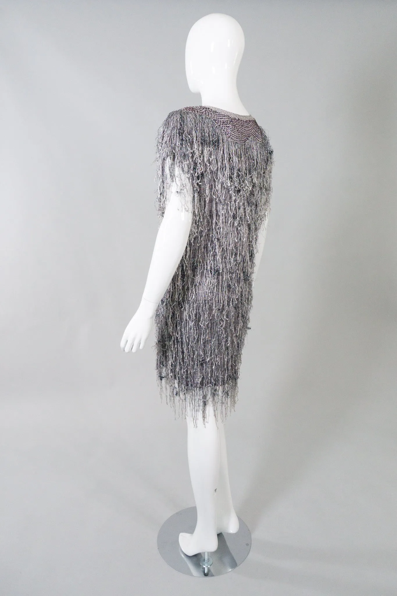 Metallic Knit Fringe Dress