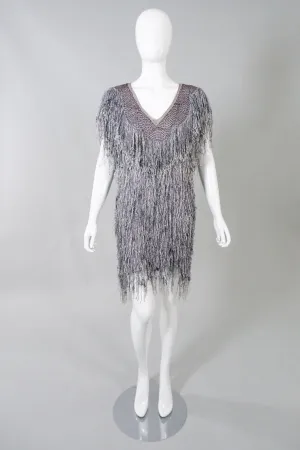 Metallic Knit Fringe Dress