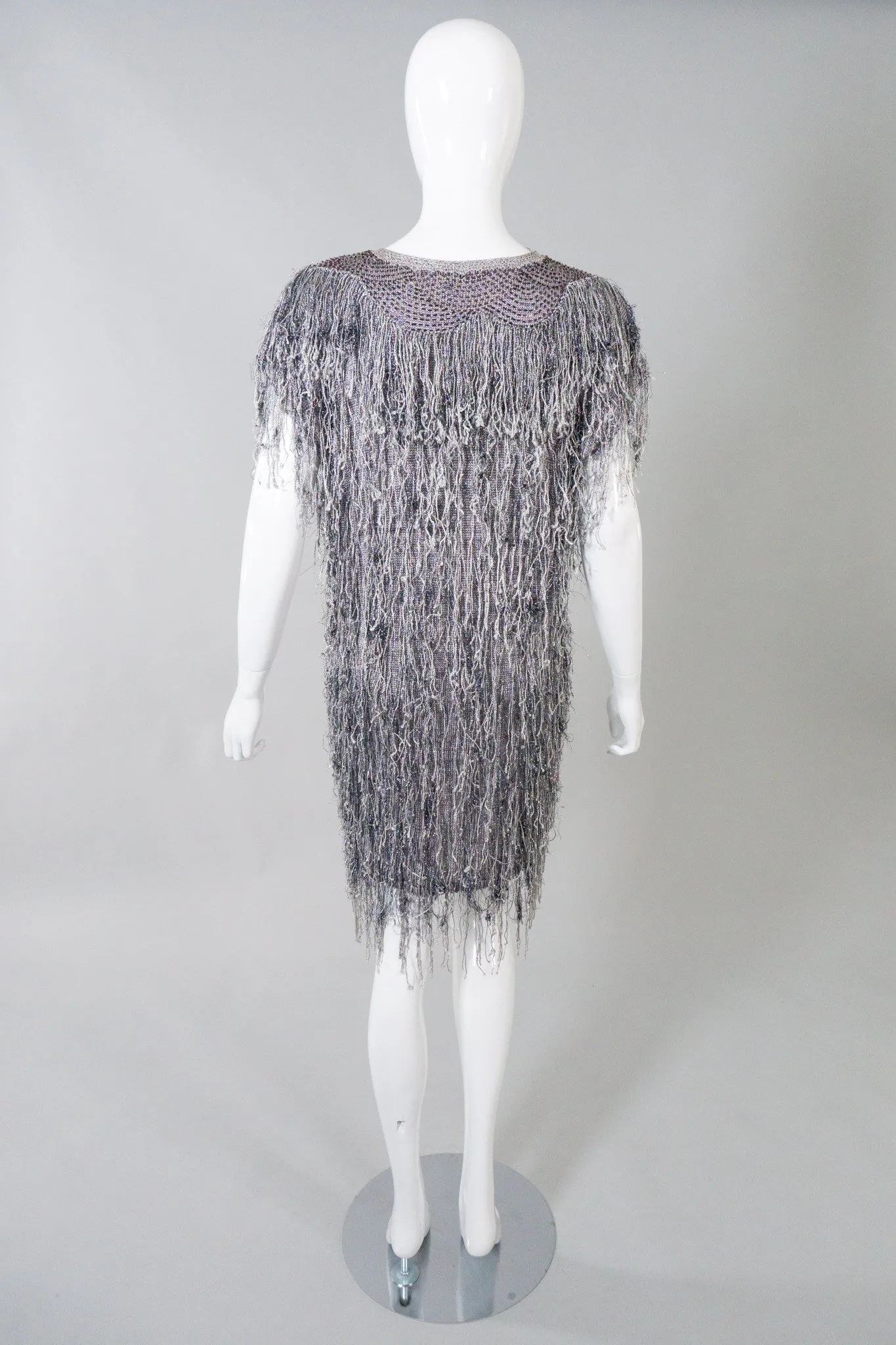 Metallic Knit Fringe Dress