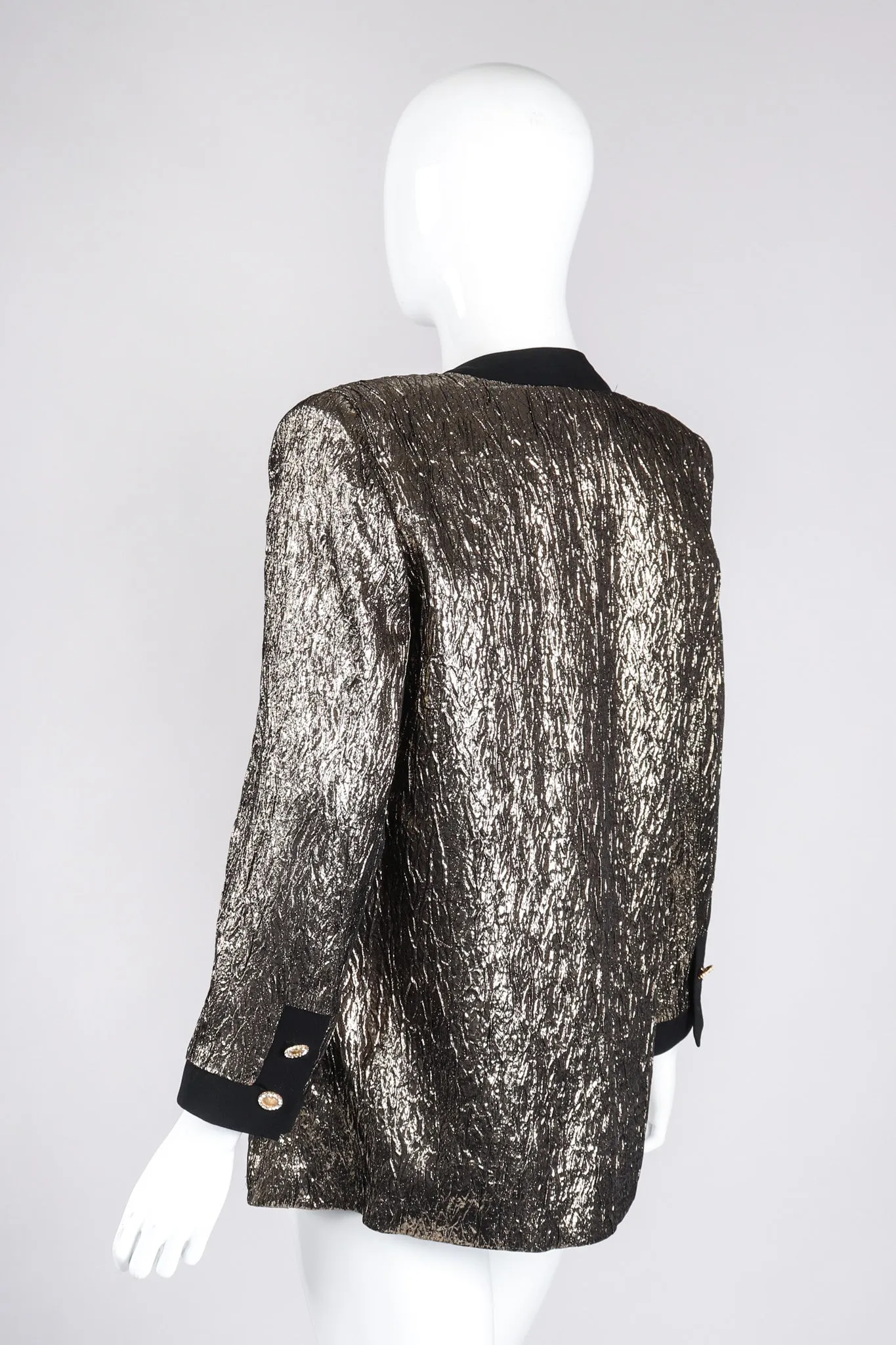 Metallic Lamé Collarless Jacket