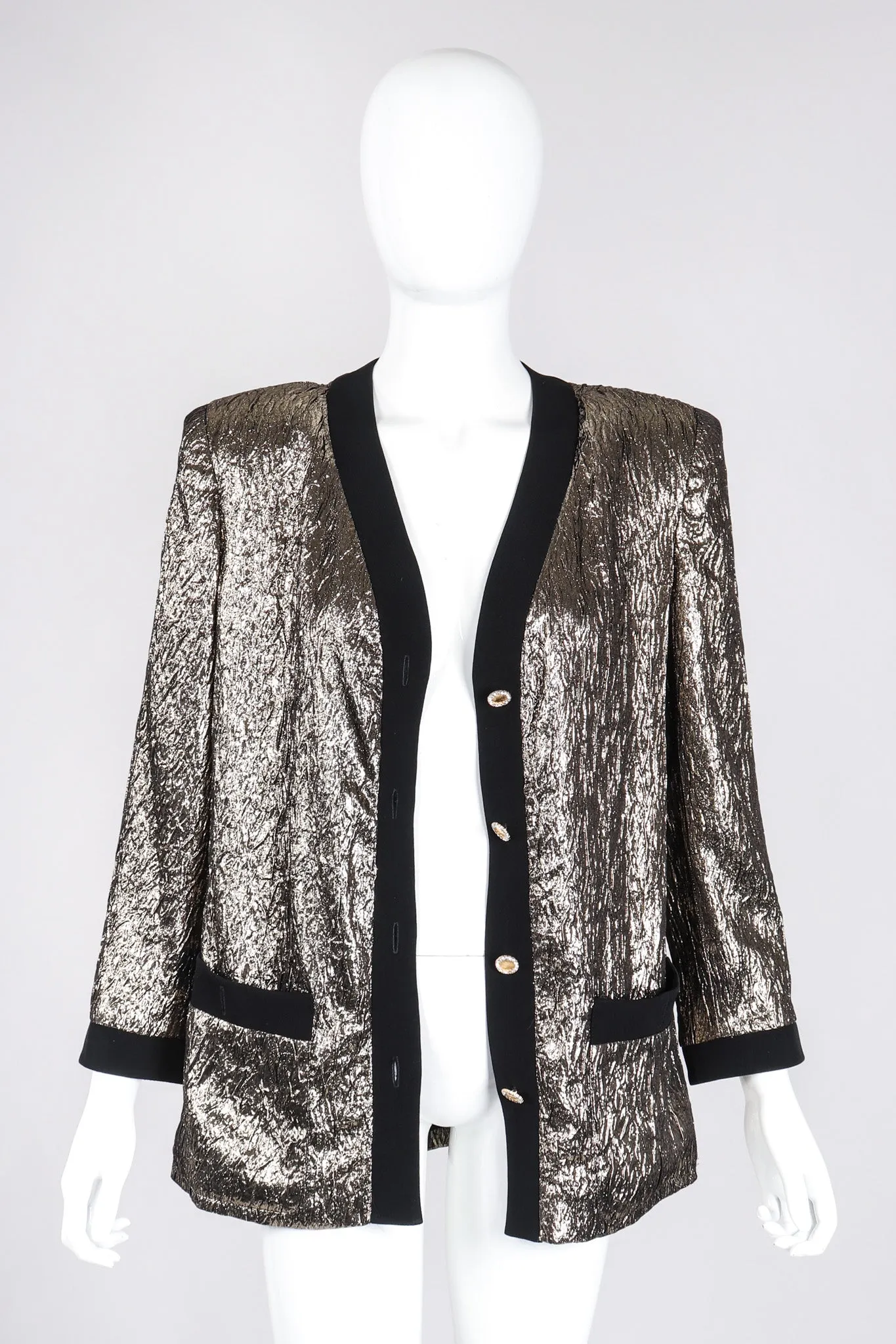 Metallic Lamé Collarless Jacket