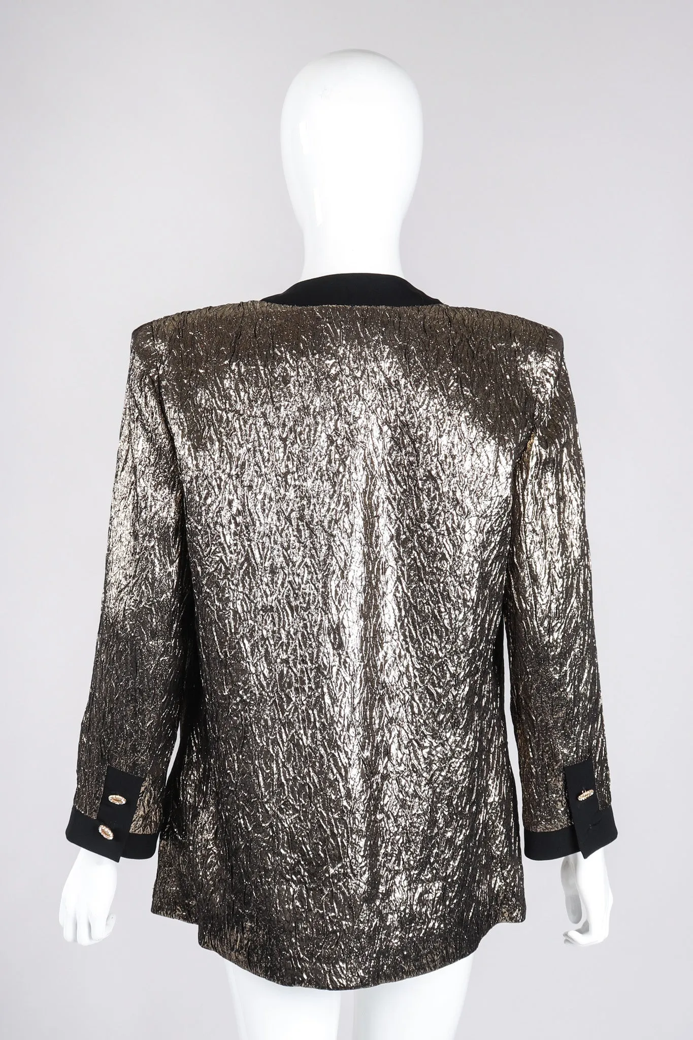 Metallic Lamé Collarless Jacket