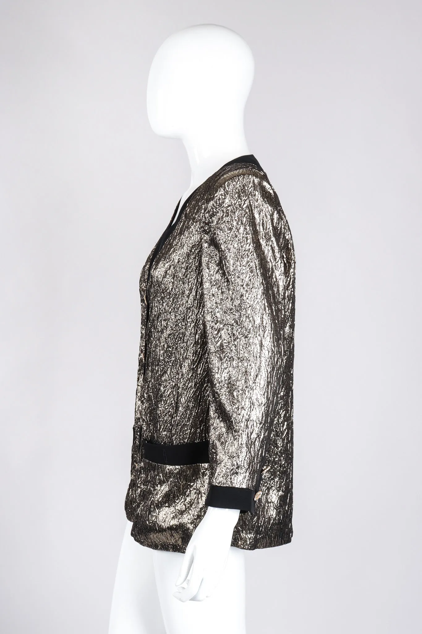 Metallic Lamé Collarless Jacket