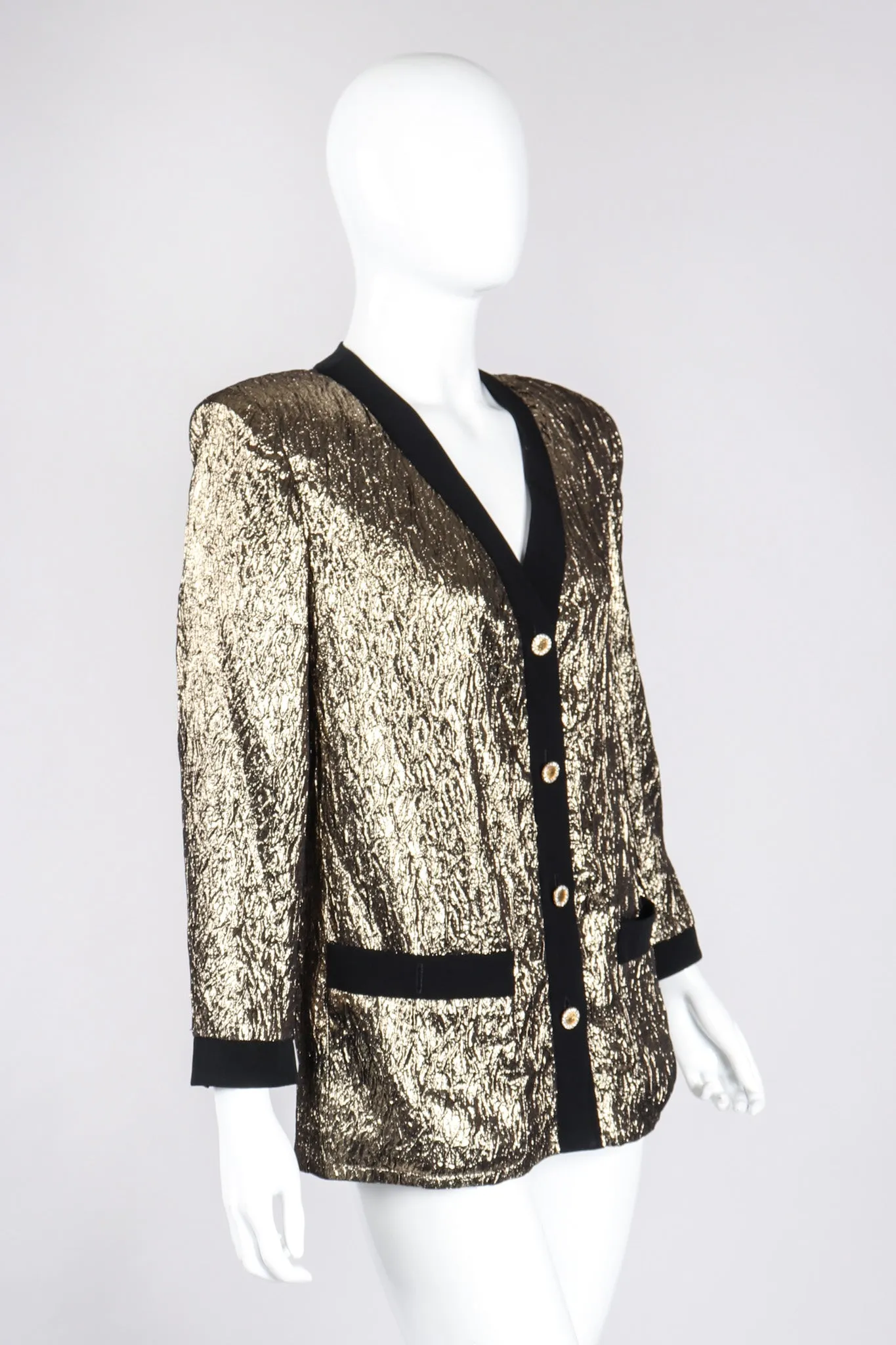 Metallic Lamé Collarless Jacket