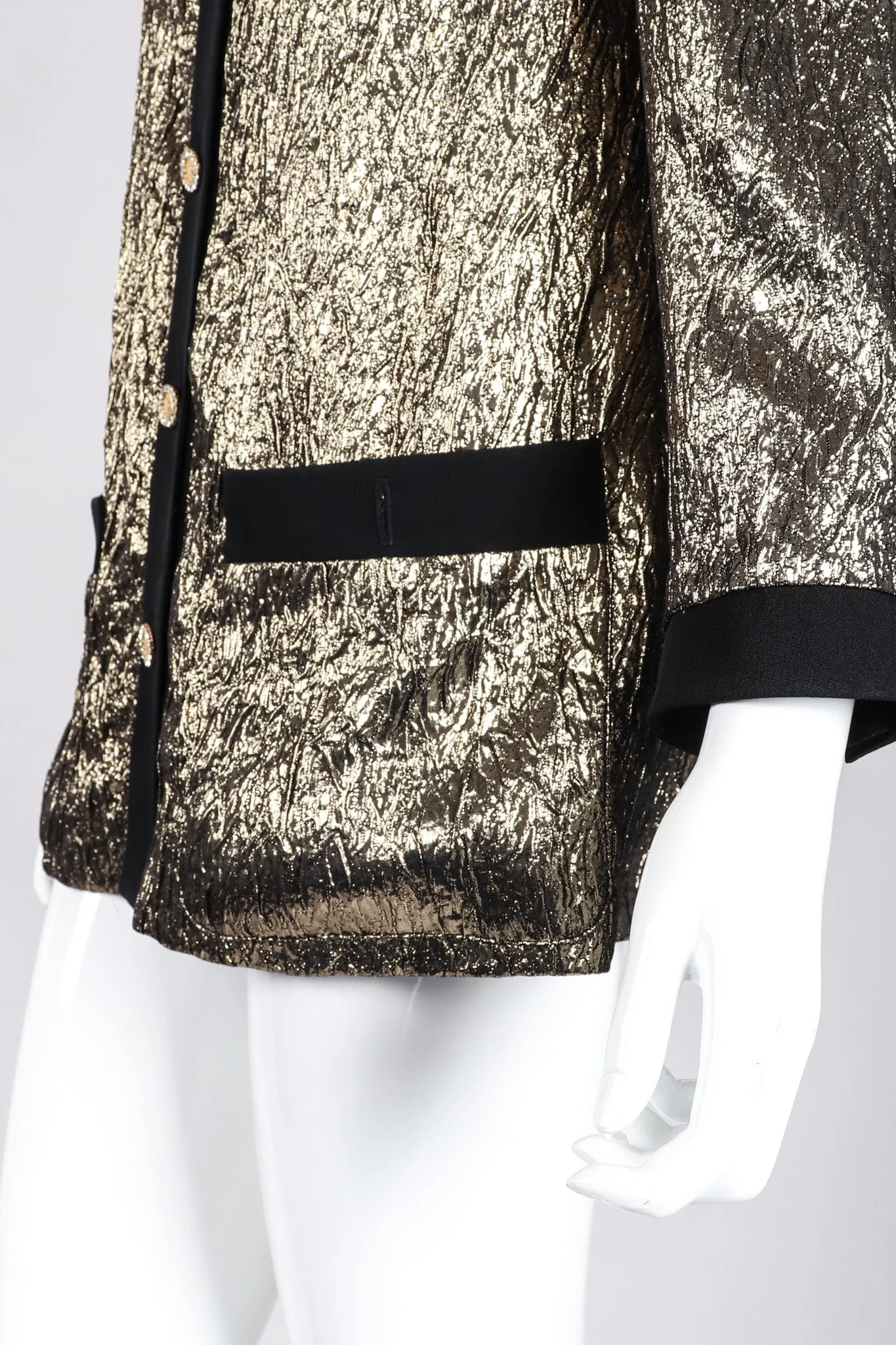 Metallic Lamé Collarless Jacket